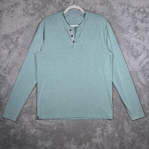 Free Fly Men’s Long Sleeve Henley Shirt Heathered Green Size M